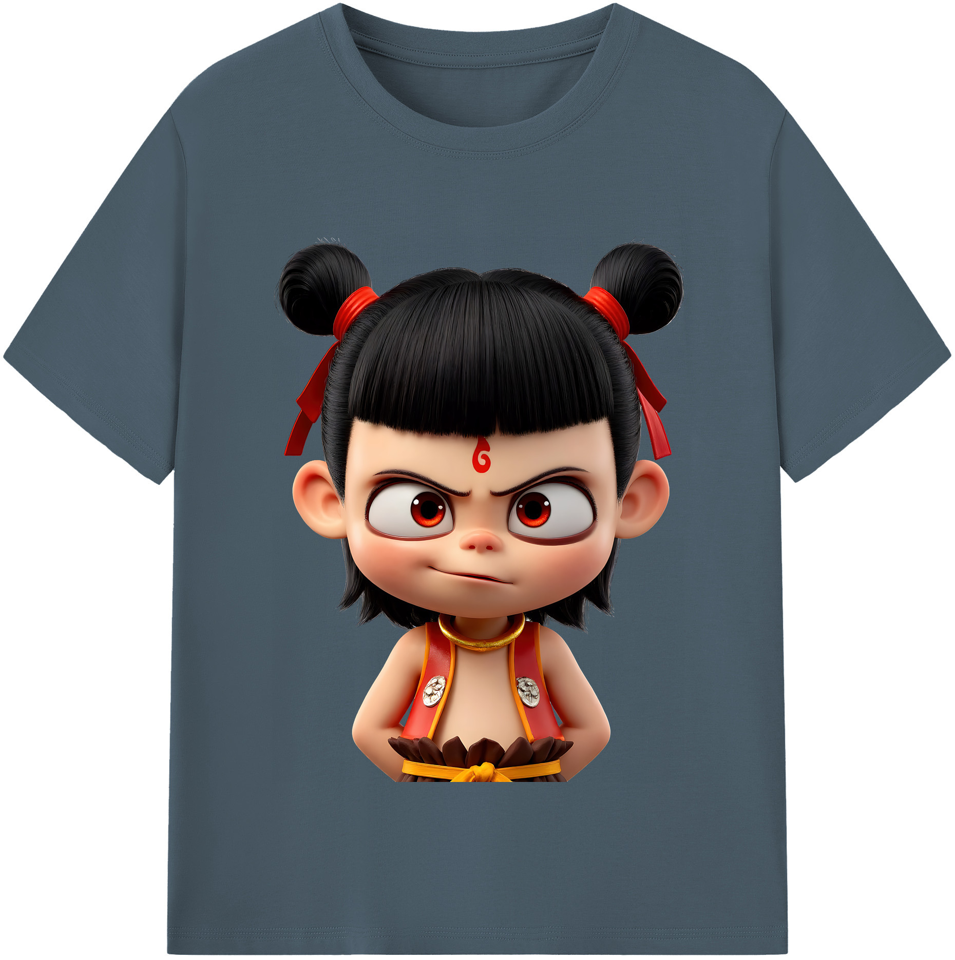 （画像用） Ne Zha 2 ナタ 魔童の大暴れ 綿100％半袖Tシャツ（フロントプリント）